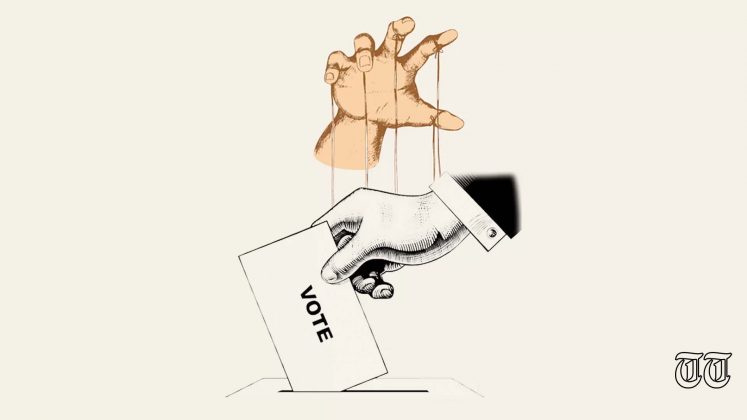 An illustration shows a hand orchestrating the voting process. — FILE/THE THURSDAY TIMES