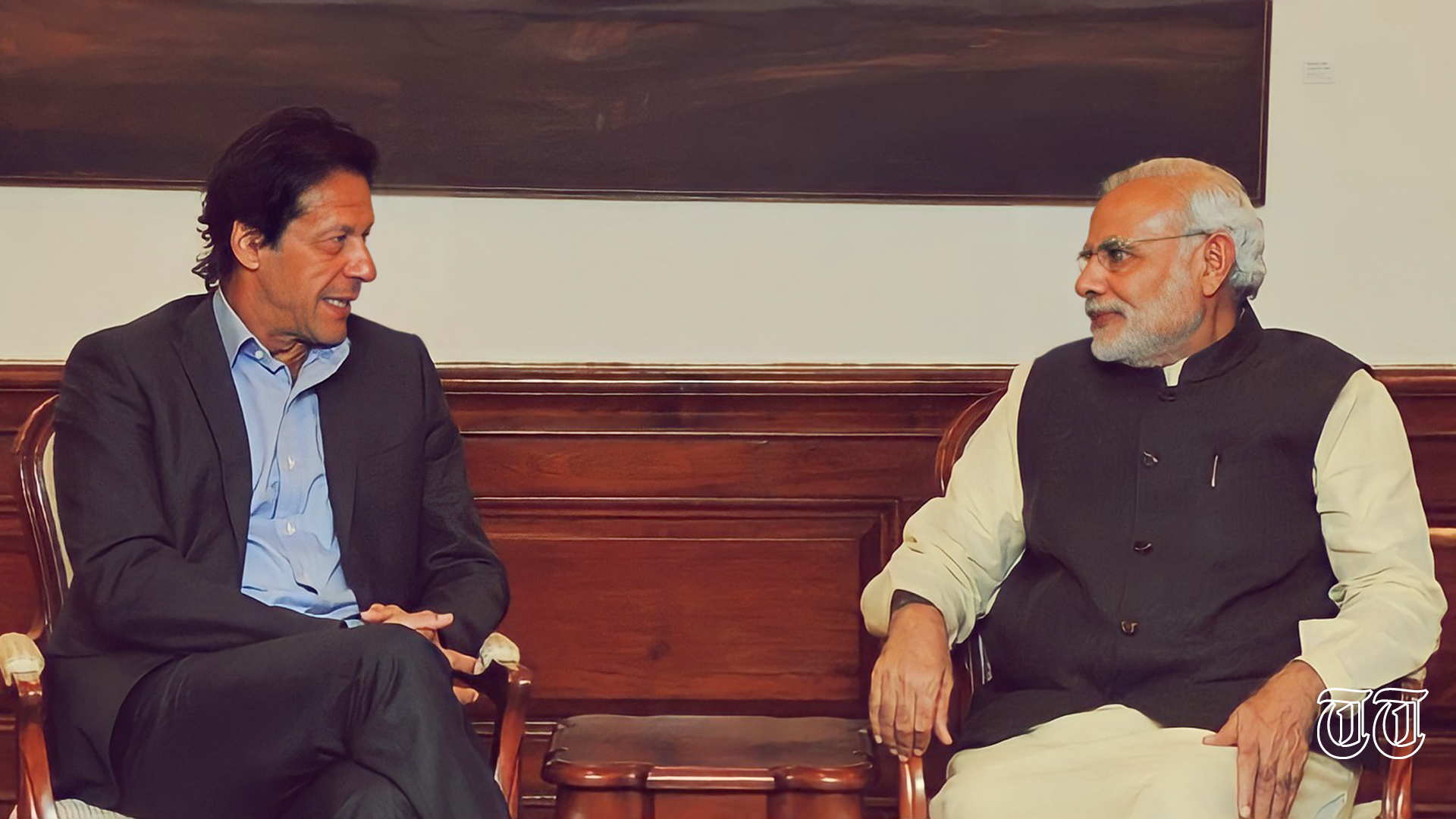 A file photo of PTI chief Imran Khan (L) and Indian prime minister Narendra Modi is shown.