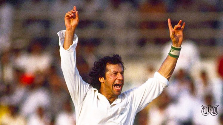 A file photo shows a young Imran Khan celebrating.