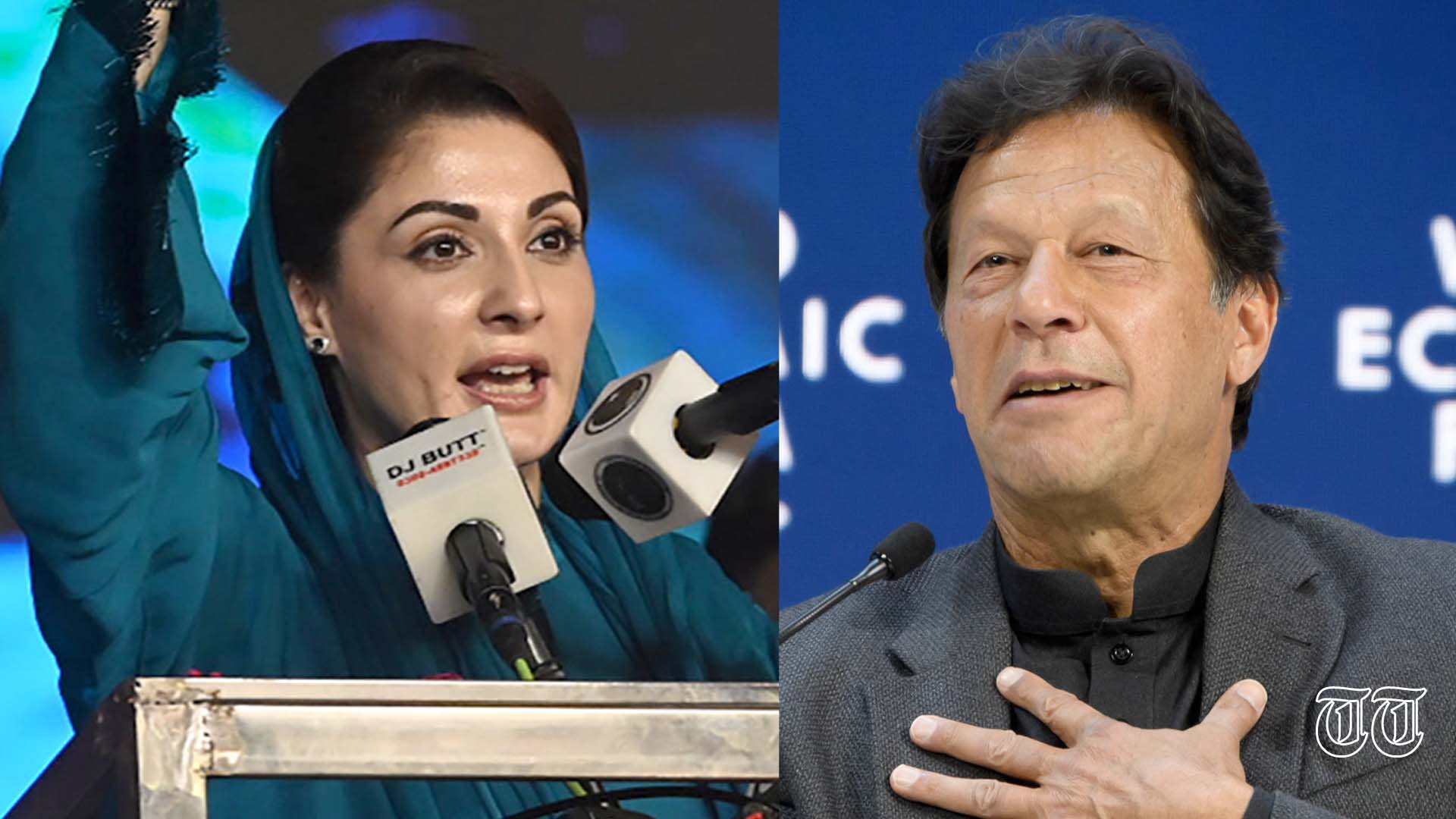 A combination file photo shows PML(N) senior vice president Maryam Nawaz and PTI chairman Imran Khan.