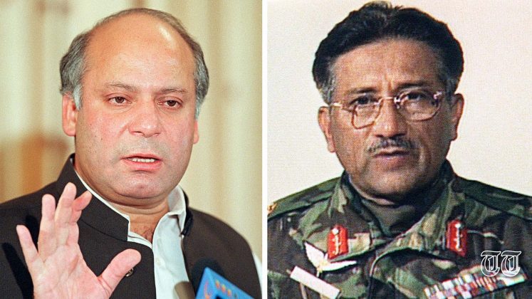 A file photo shows former Prime Minister Nawaz Sharif with former President Pervez Musharraf.