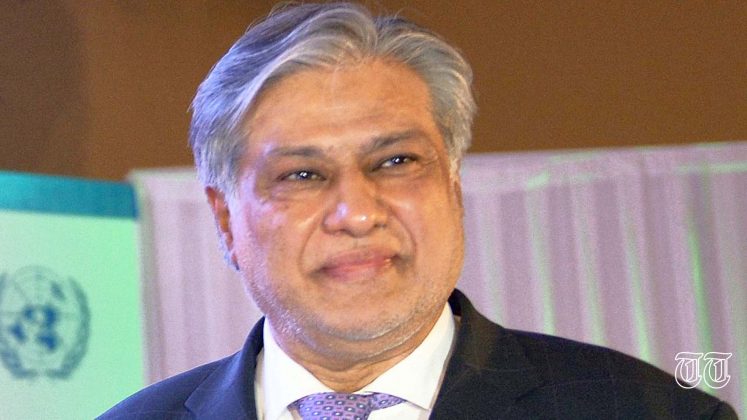 A file photo of former finance minister Mohammad Ishaq Dar is shown.