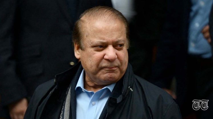 PML(N) chair Nawaz Sharif is pictured leaving his offices in London.