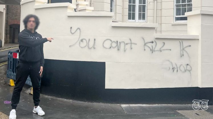 A file photo is shown of graffiti in Westminster.