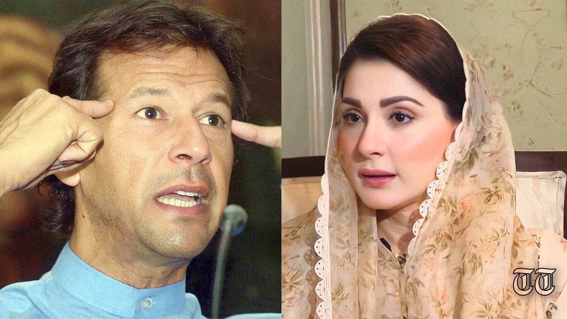 A combination file photo is shown of PTI chairman Imran Khan and PML(N) senior vice president Maryam Nawaz.