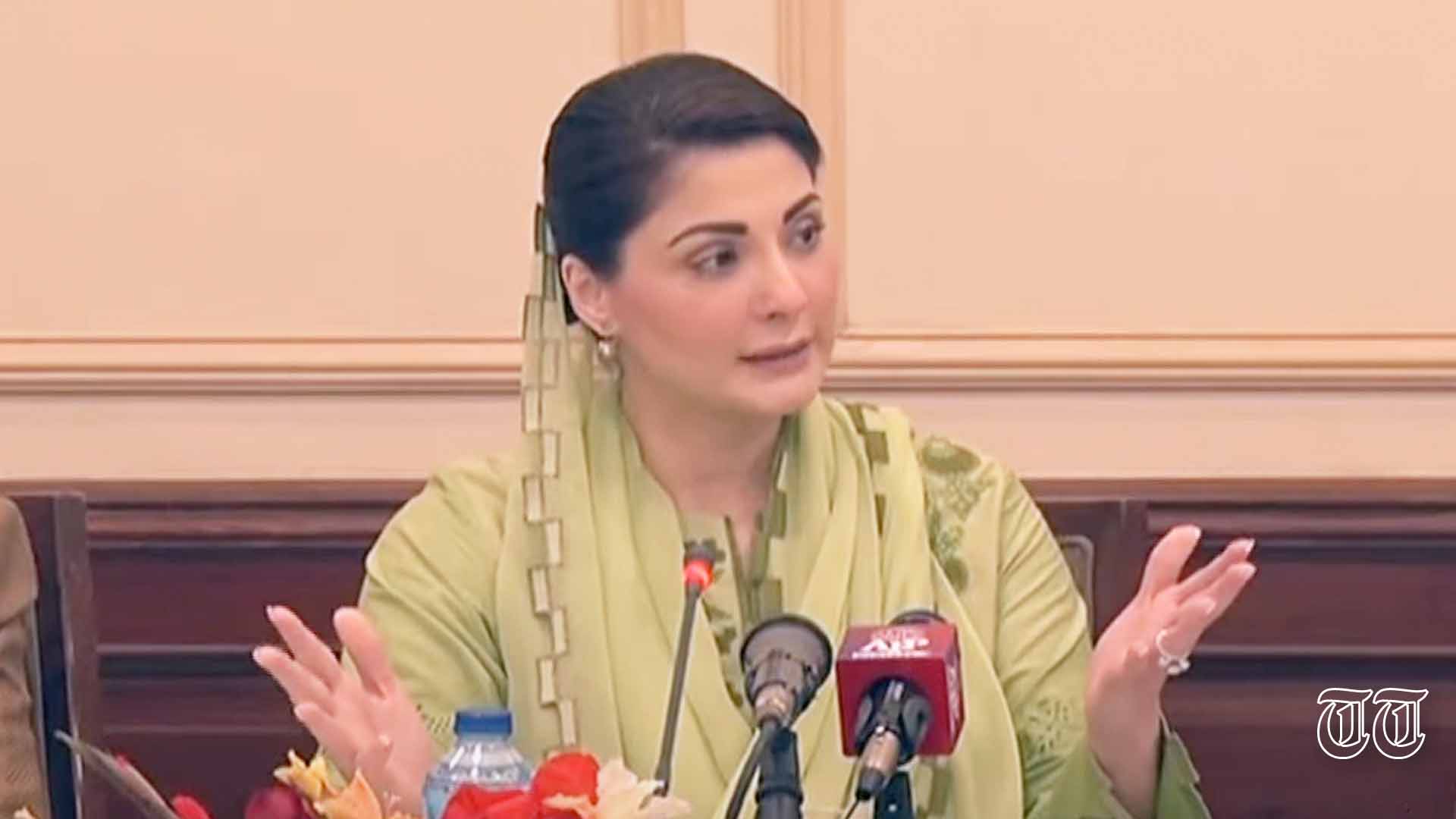A file photo is shown of PML(N) senior vice president Maryam Nawaz addressing a press conference in Multan.