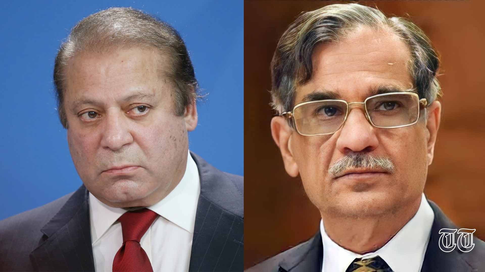 PML(N) chief Nawaz Sharif (L) and former Chief Justice of Pakistan Saqib Nisar are shown. — FILE