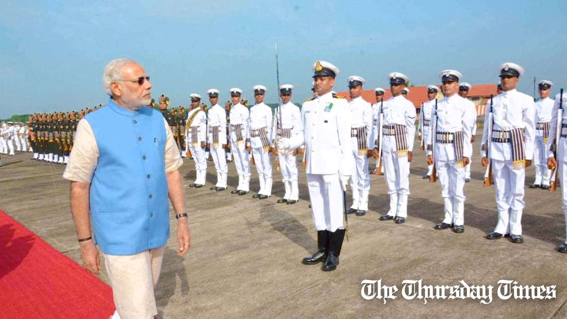 A file photo is shown of Bharati Prime Minister Narendra Modi commemorating Navy Day in 2017.