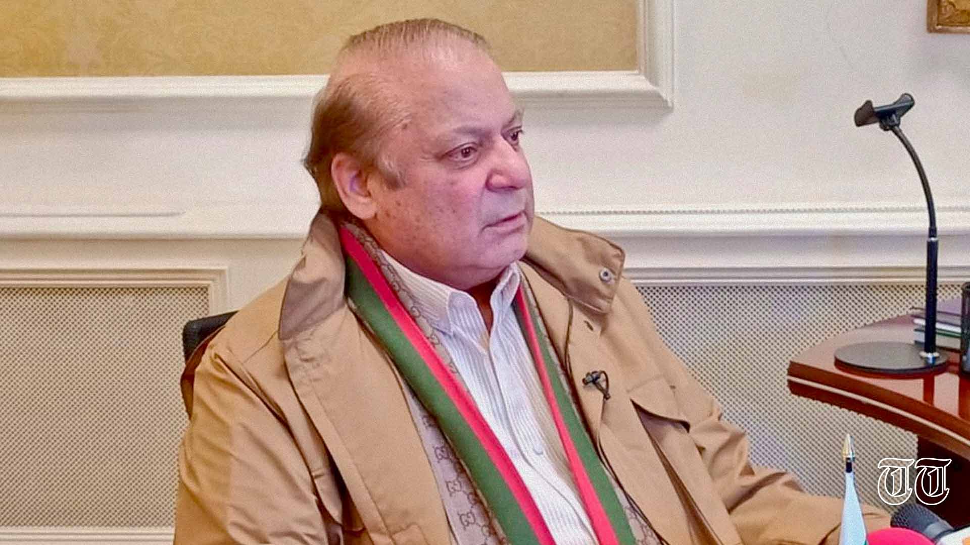 PML(N) chief Nawaz Sharif is shown addressing reporters from his offices in London. — FILE/THE THURSDAY TIMES