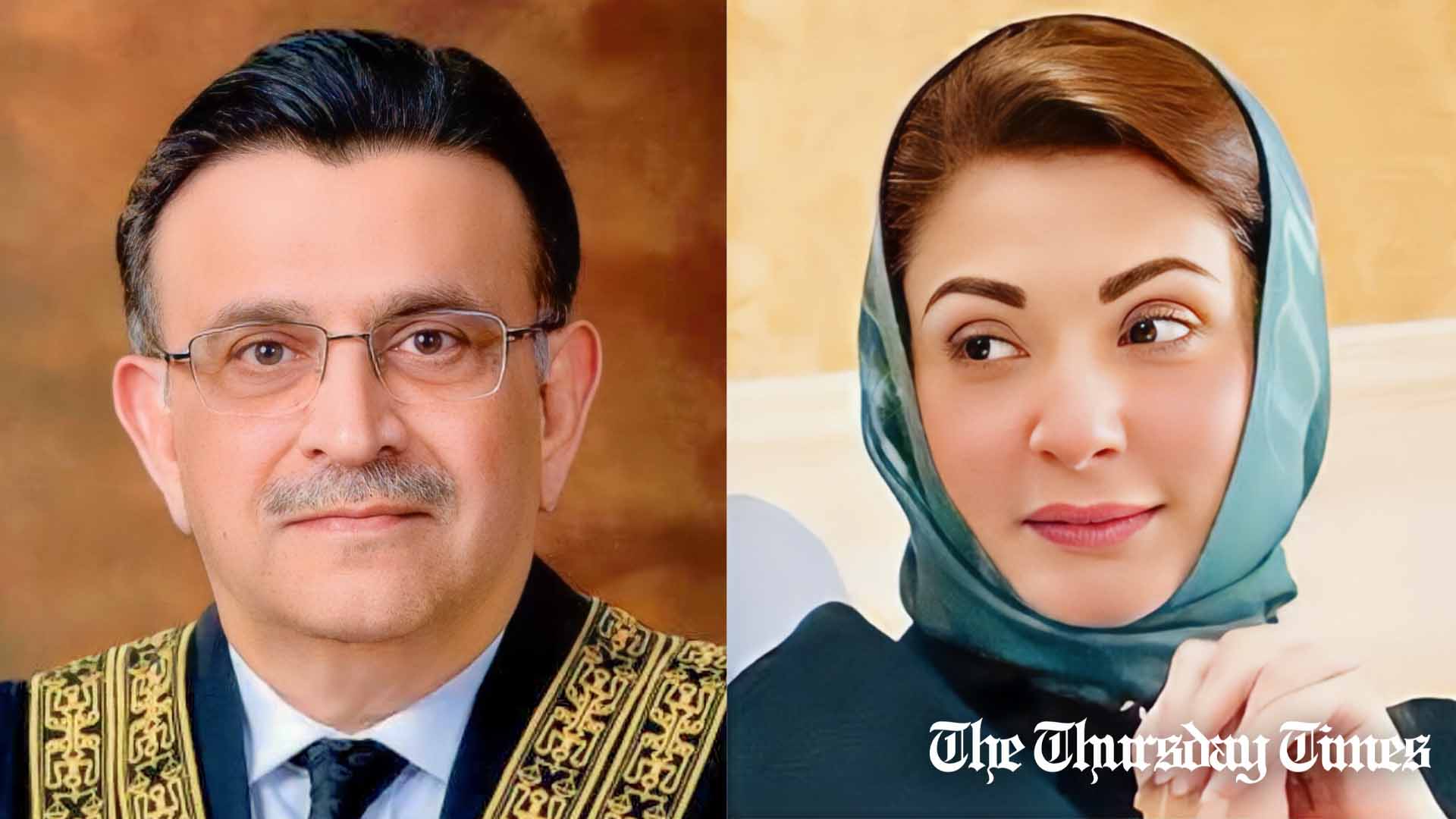 A combination file photo is shown of Chief Justice of the Supreme Court of Pakistan Umar Ata Bandial (L) and PML(N) senior vice president Maryam Nawaz (R). — FILE/THE THURSDAY TIMES