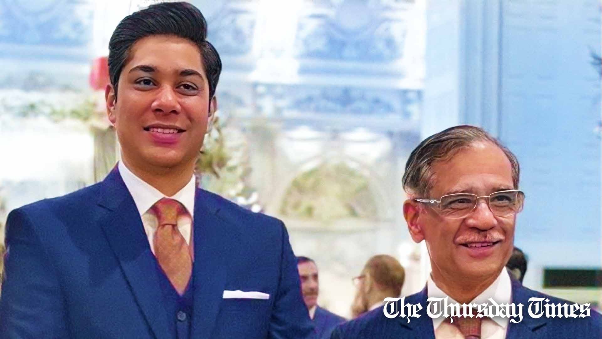 A file photo is shown of former Chief Justice Saqib Nisar alongside his son, Najam Saqib. — FILE/THE THURSDAY TIMES