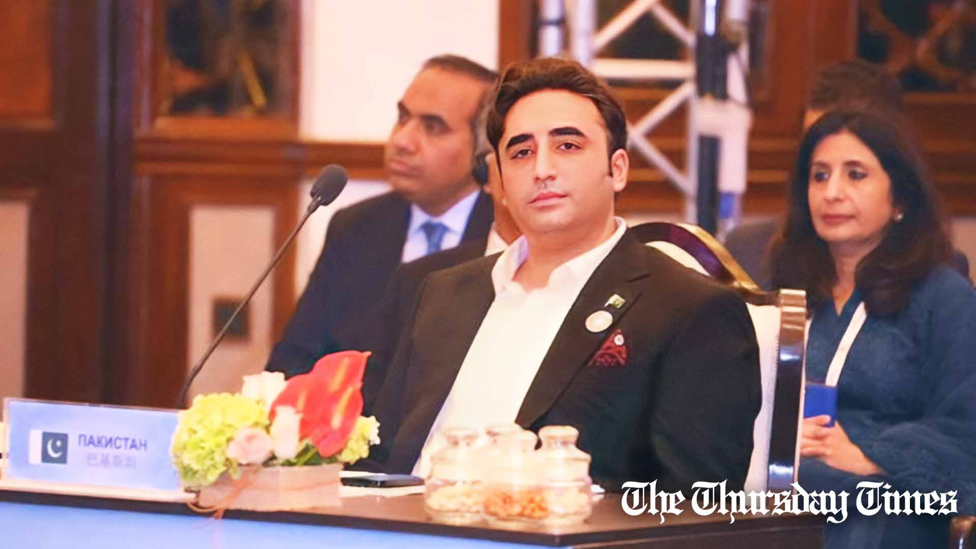 Foreign Minister Bilawal Bhutto-Zardari is shown at a Shanghai Cooperation Organisation meeting in Goa. — FILE/THE THURSDAY TIMES