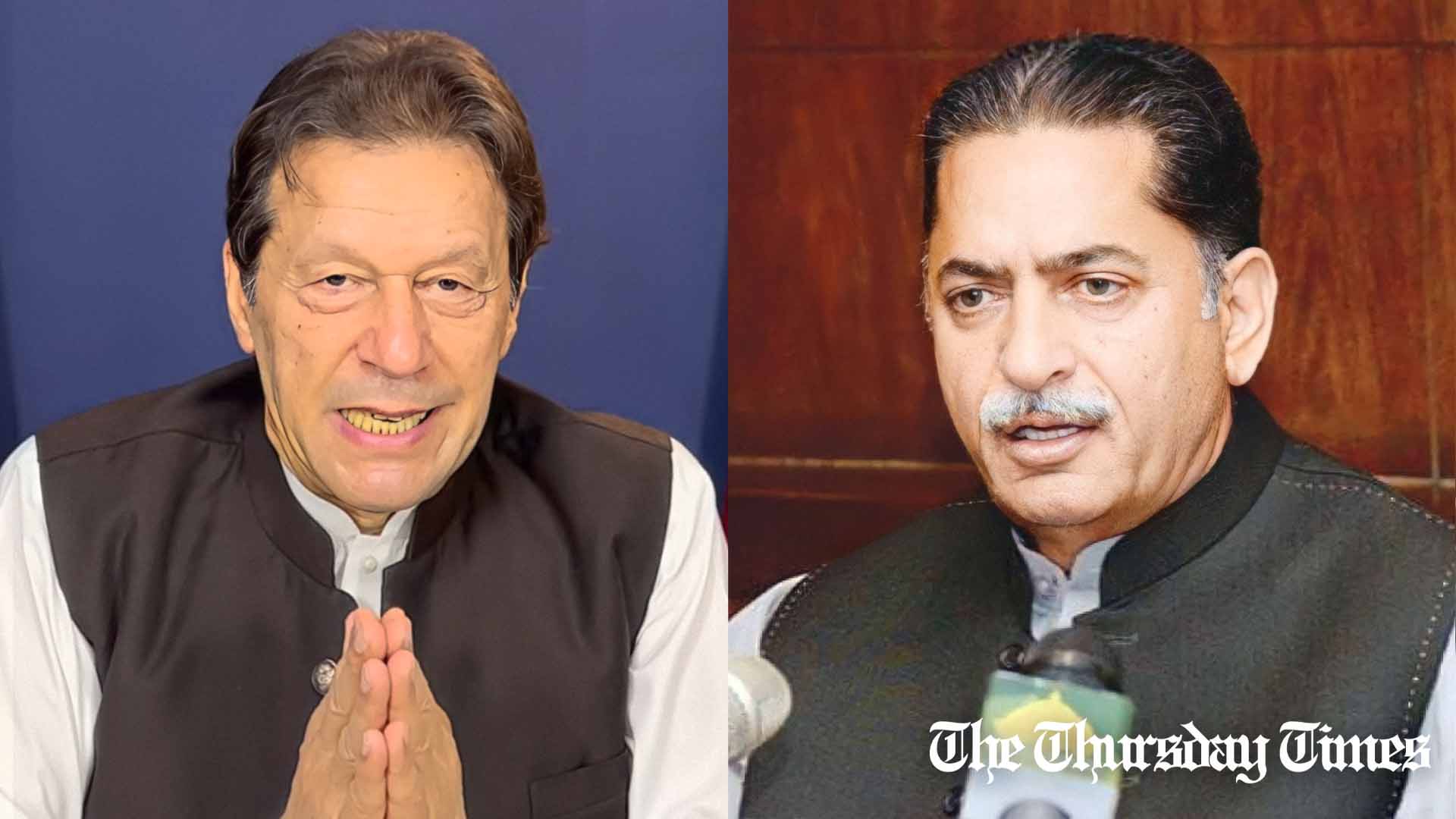 A combined file photo is shown of PTI chairman Imran Khan (L) alongside federal minister Mian Javed Latif (R). — FILE/THE THURSDAY TIMES