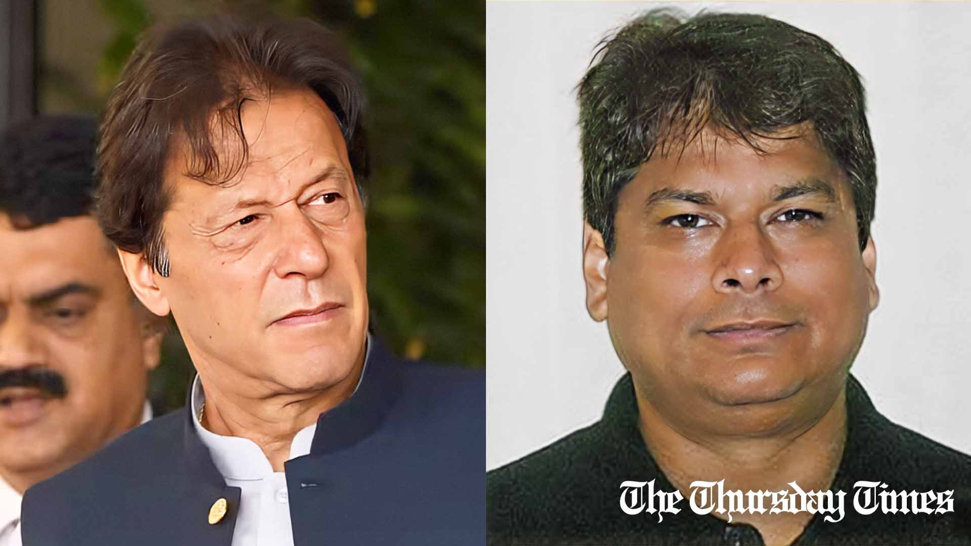 A combined file photo is shown of PTI chairman Imran Khan (L) alongside caretaker information minister for the Punjab Amir Mir (R). — FILE/THE THURSDAY TIMES