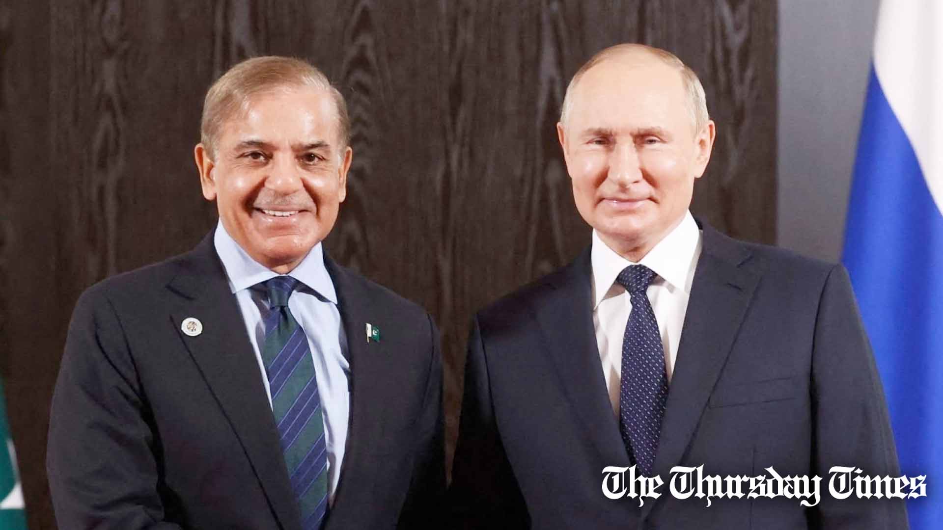 Pakistani prime minister Shehbaz Sharif meets Russian premier Vladimir Putin at Samarkand in September 2022. — FILE/KREMLIN