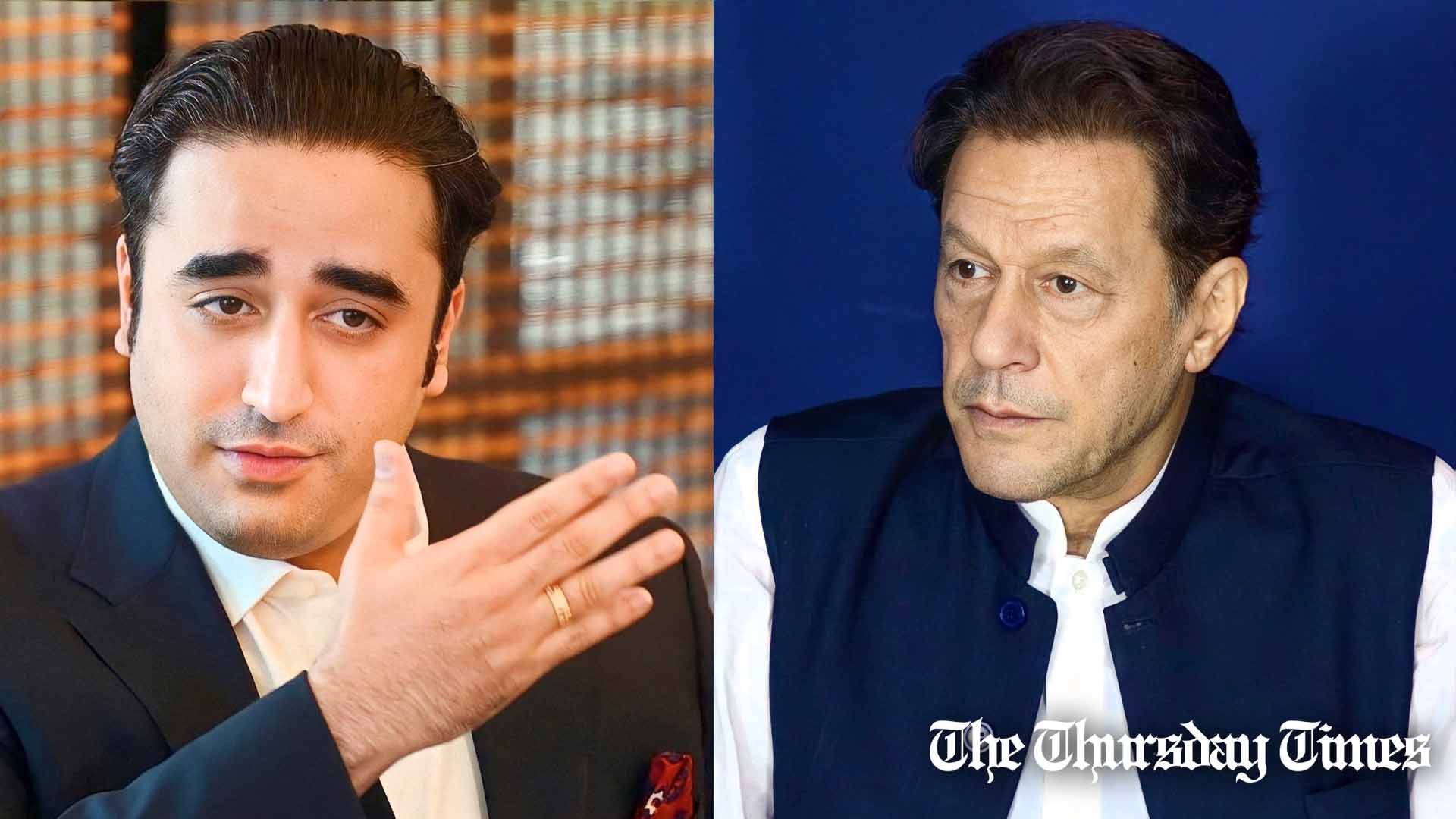 A combined file photo is shown of foreign minister Bilawal Bhutto-Zardari (L) and PTI chairman Imran Khan (R). — FILE/THE THURSDAY TIMES
