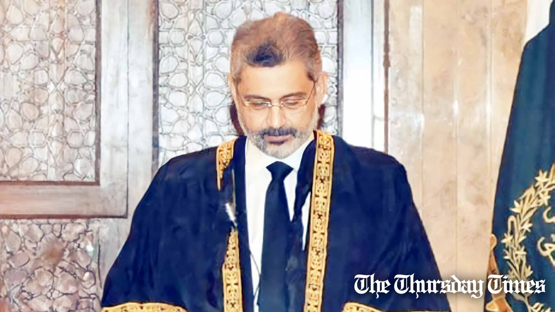 Chief Justice Qazi Faez Isa is shown at an oath-taking in 2014. — FILE/THE THURSDAY TIMES