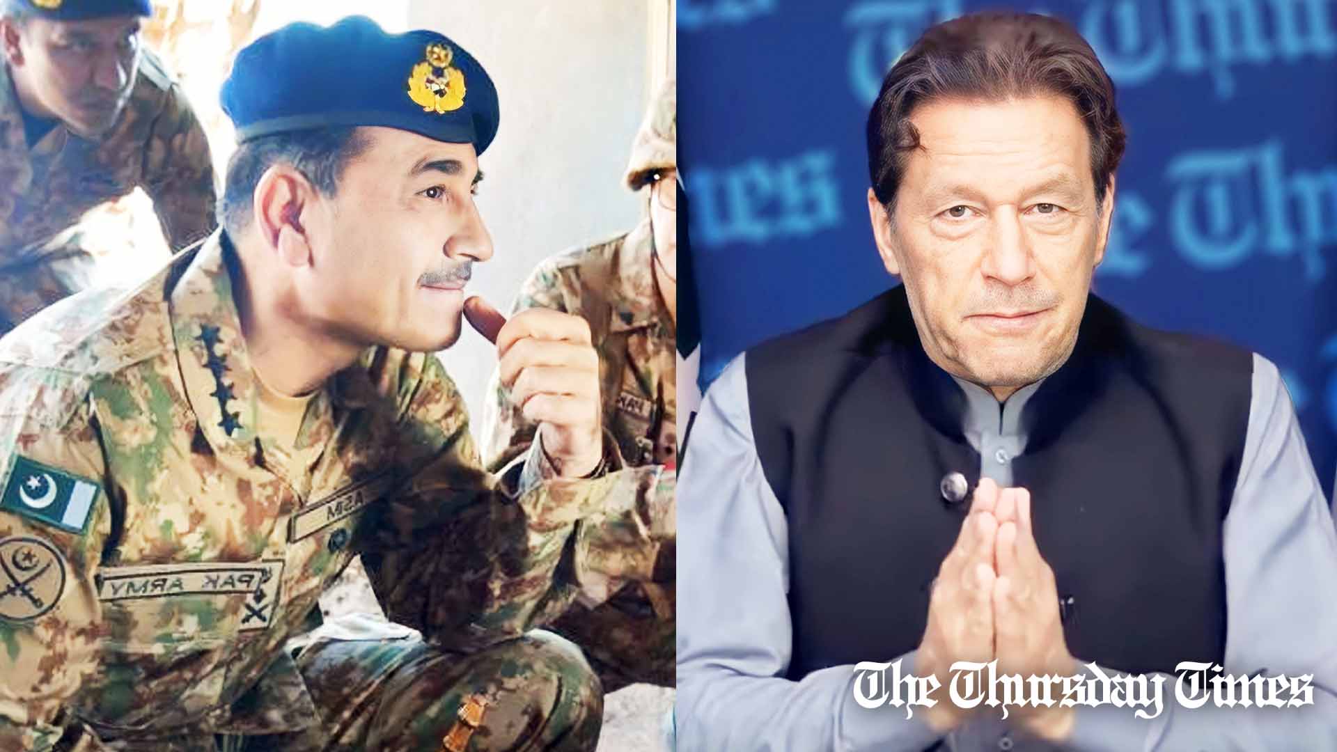 COAS General Asim Munir (L) and PTI chairman Imran Khan (R) are shown. — FILE/THE THURSDAY TIMES
