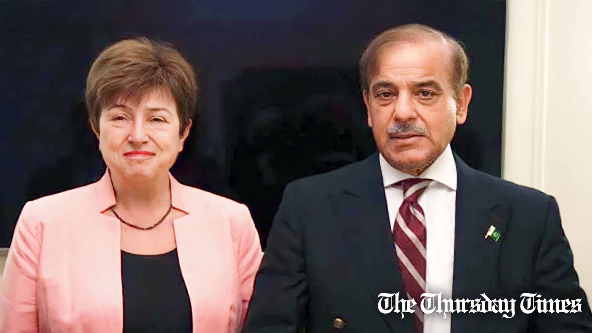 IMF Managing Director Kristalina Georgieva (L) meets with Prime Minister Shehbaz Sharif (R) in 2022. — FILE/THE THURSDAY TIMES