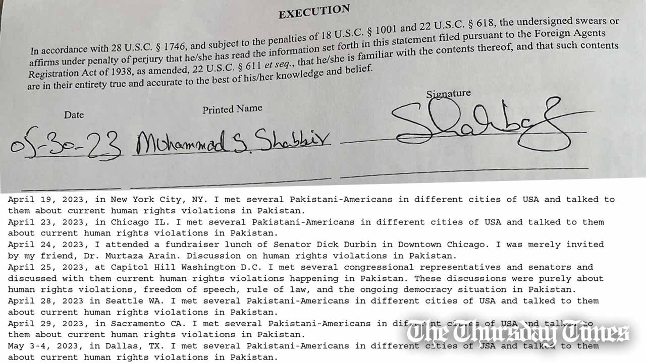 Signature and Appendices of Dr Shahbaz Gill's Registration Statement. — FILE/THE THURSDAY TIMES