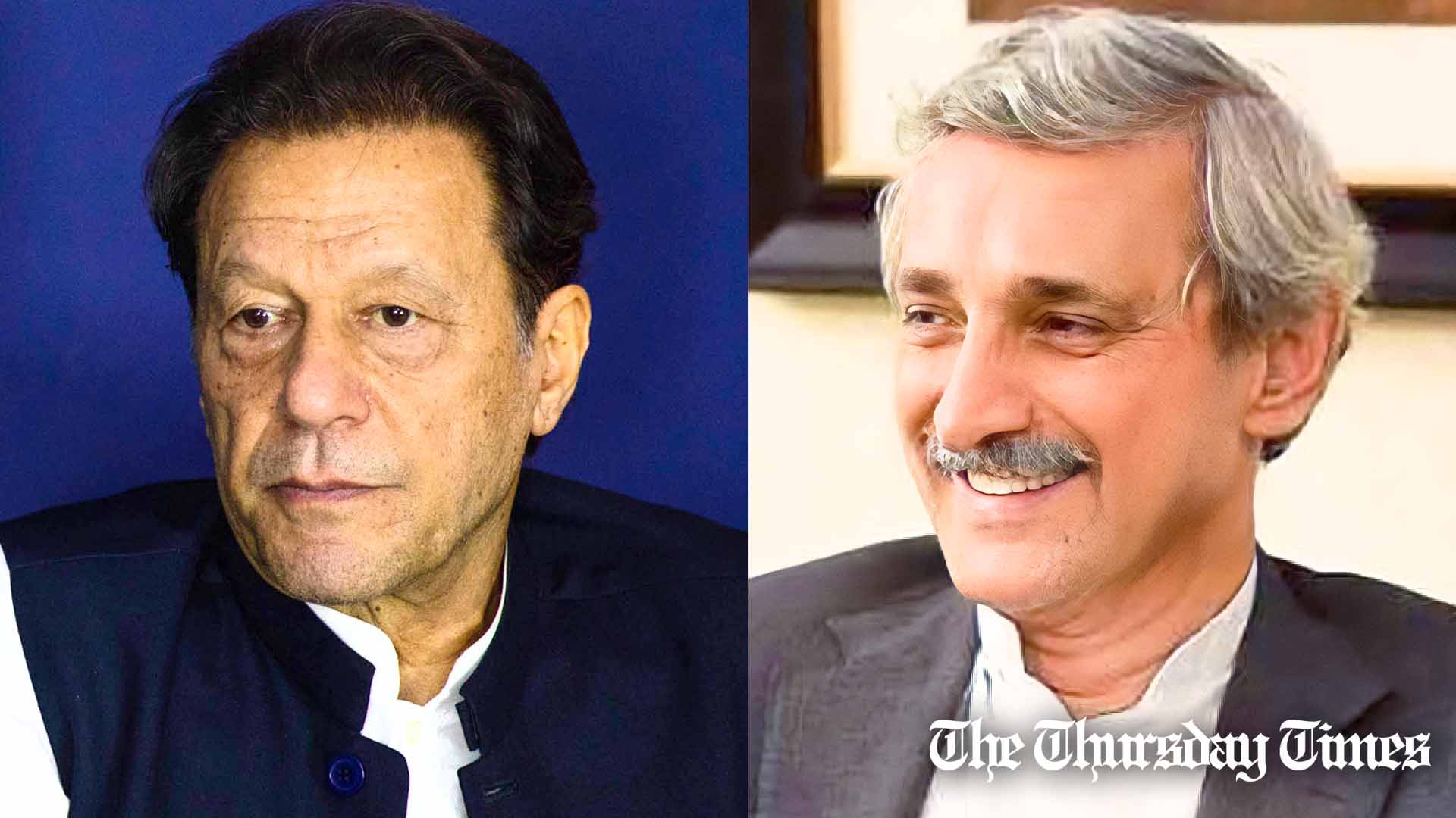 A combined file photo is shown of PTI chairman Imran Khan (L) and IPP chief Jahangir Tareen. — FILE/THE THURSDAY TIMES