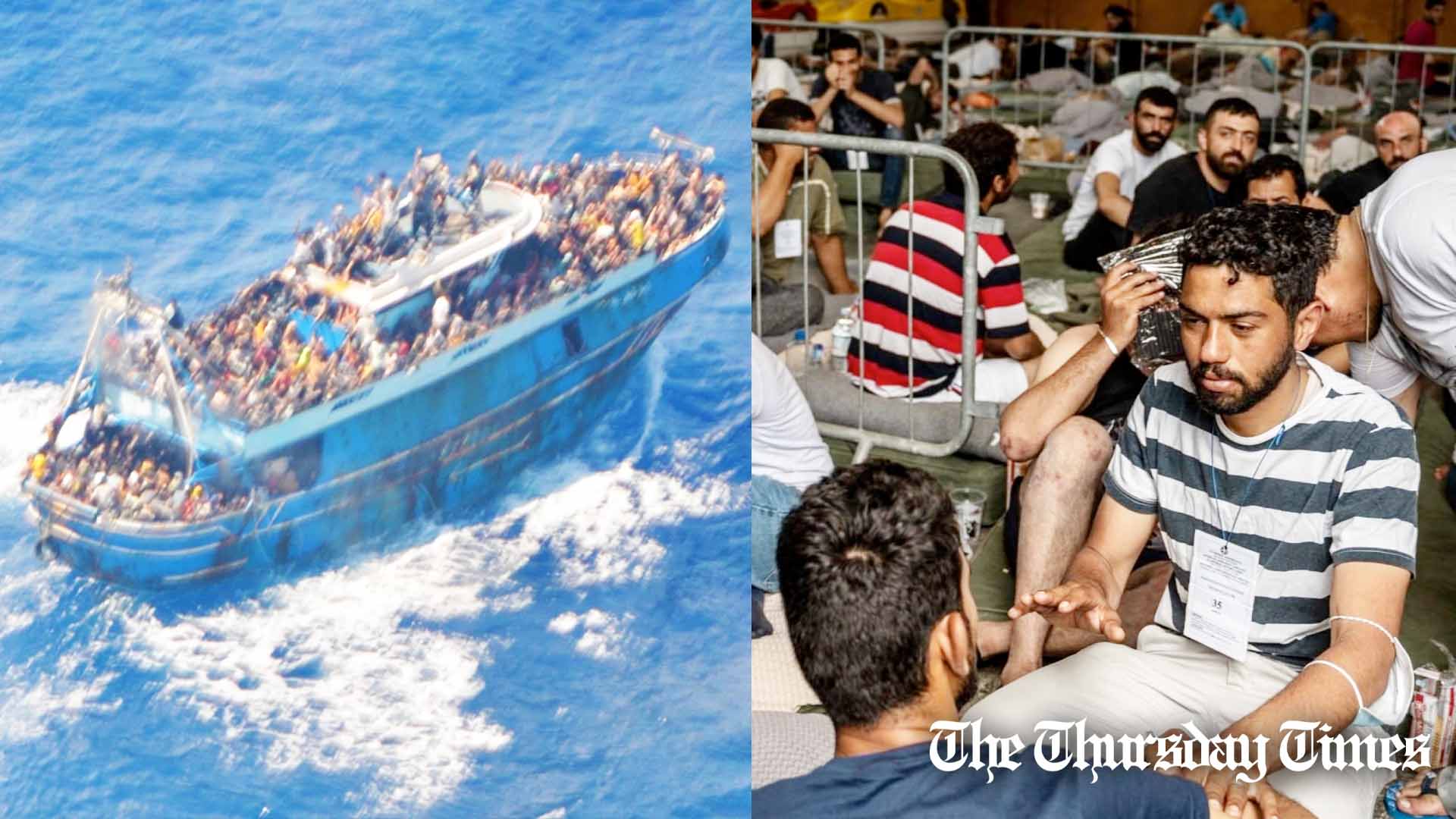 A combined file photo is shown of rescued migrants at Kalamata. — FILE/GREEK COAST GUARD/AFP