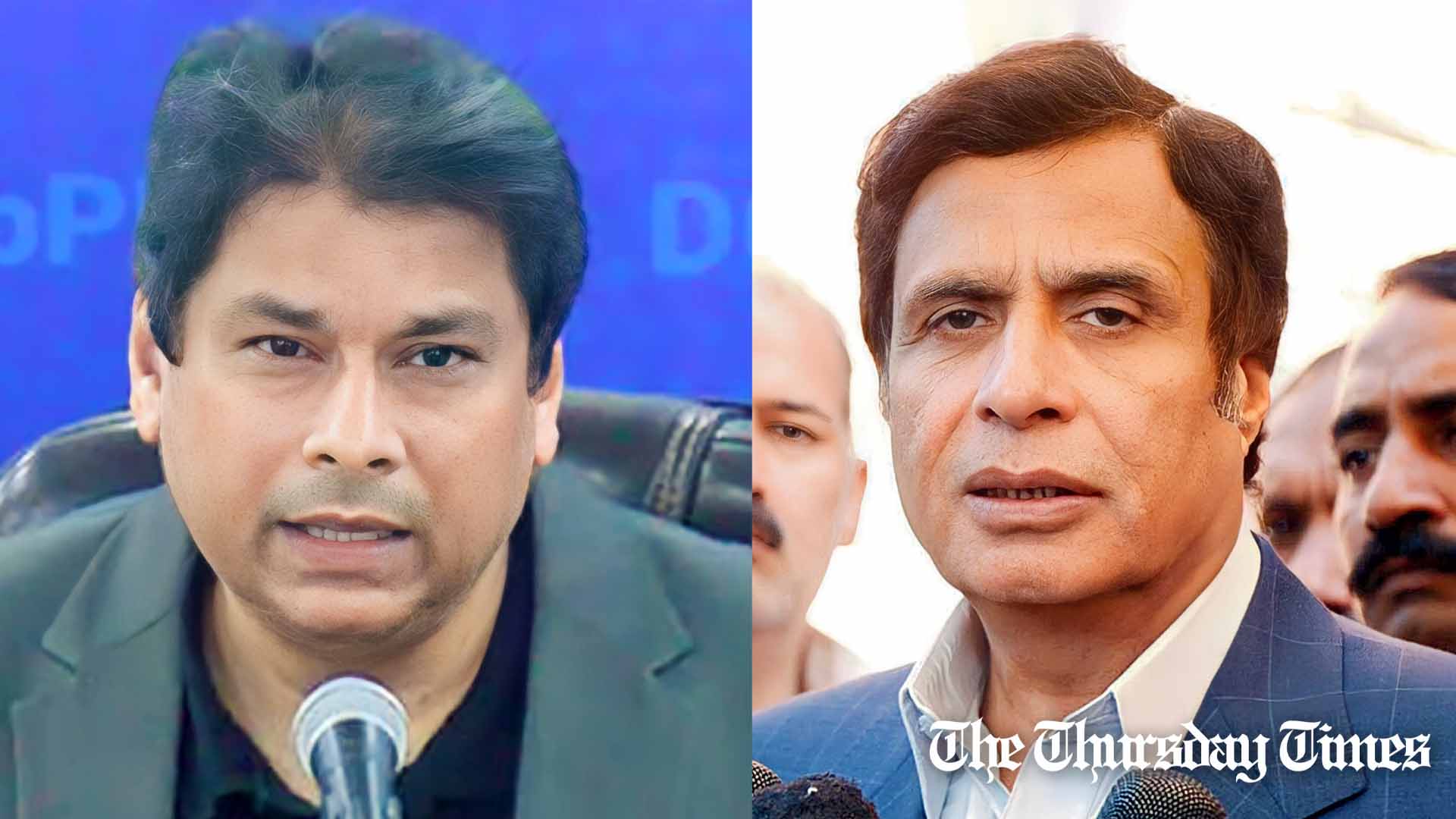 A combined file photo is shown of information minister for the Punjab, Amir Mir (L) and PTI president Pervaiz Elahi (R). — FILE/THE THURSDAY TIMES