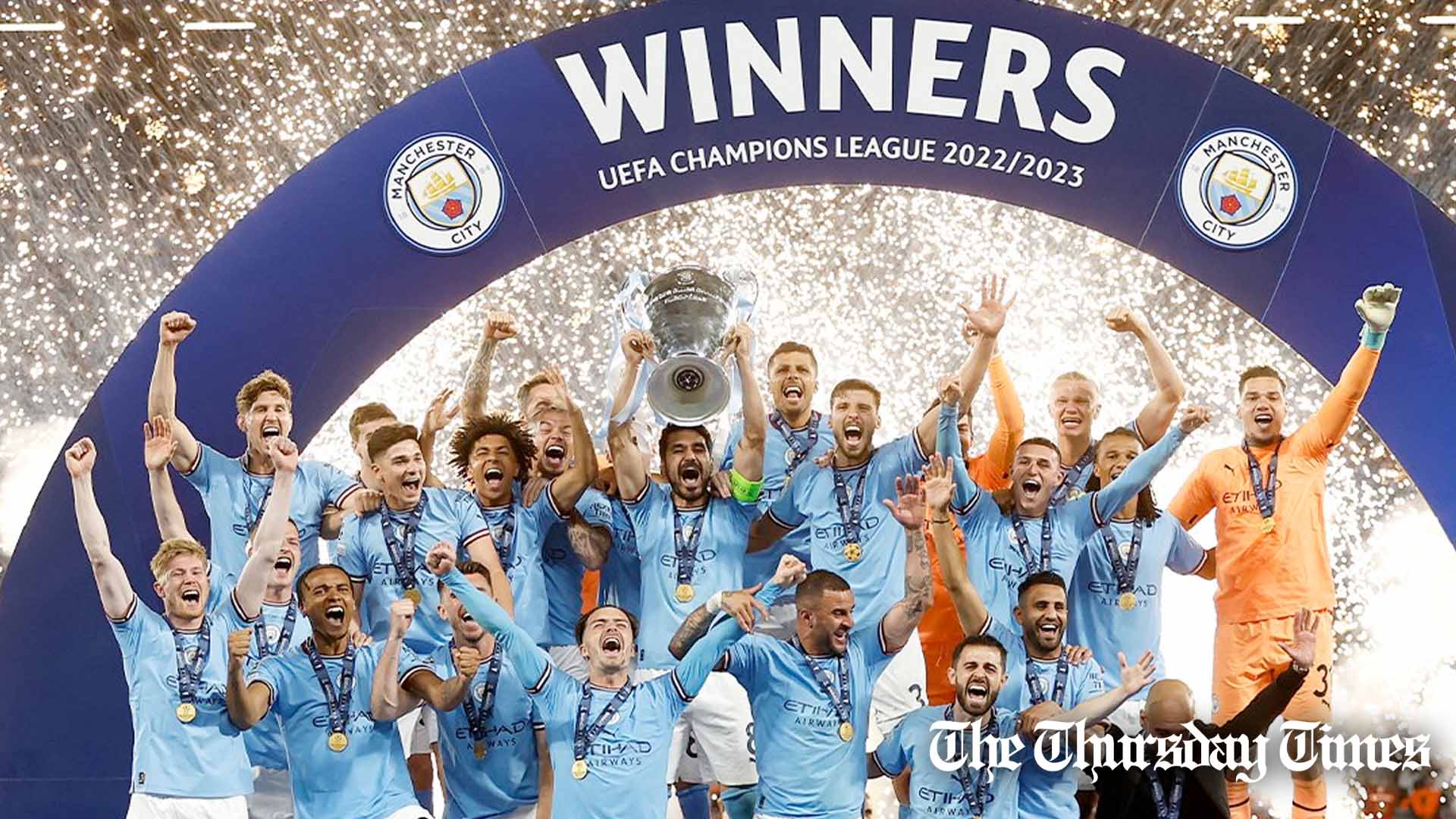 Manchester City lift the 2023 UEFA Champions League trophy at Istanbul. — FILE/UEFA