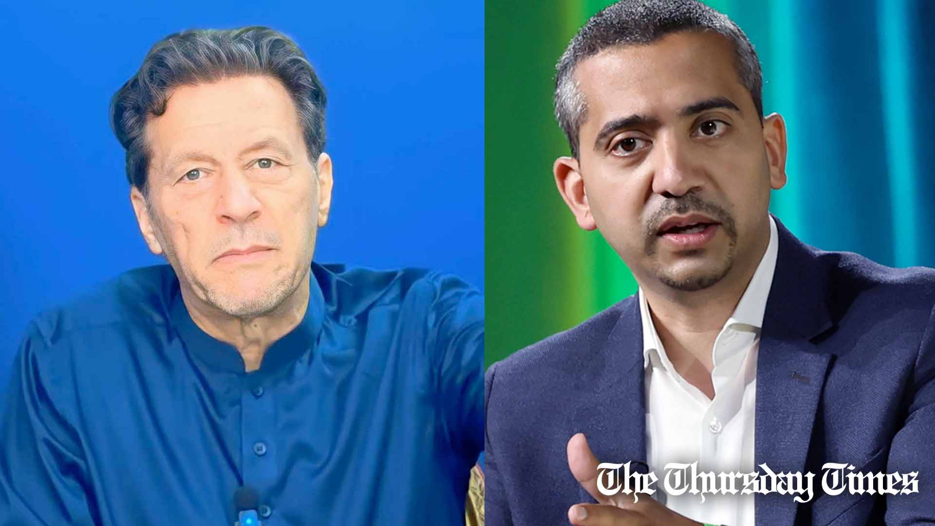 PTI chairman Imran Khan (L) and broadcaster Mehdi Hasan (R) are shown. — FILE/THE THURSDAY TIMES