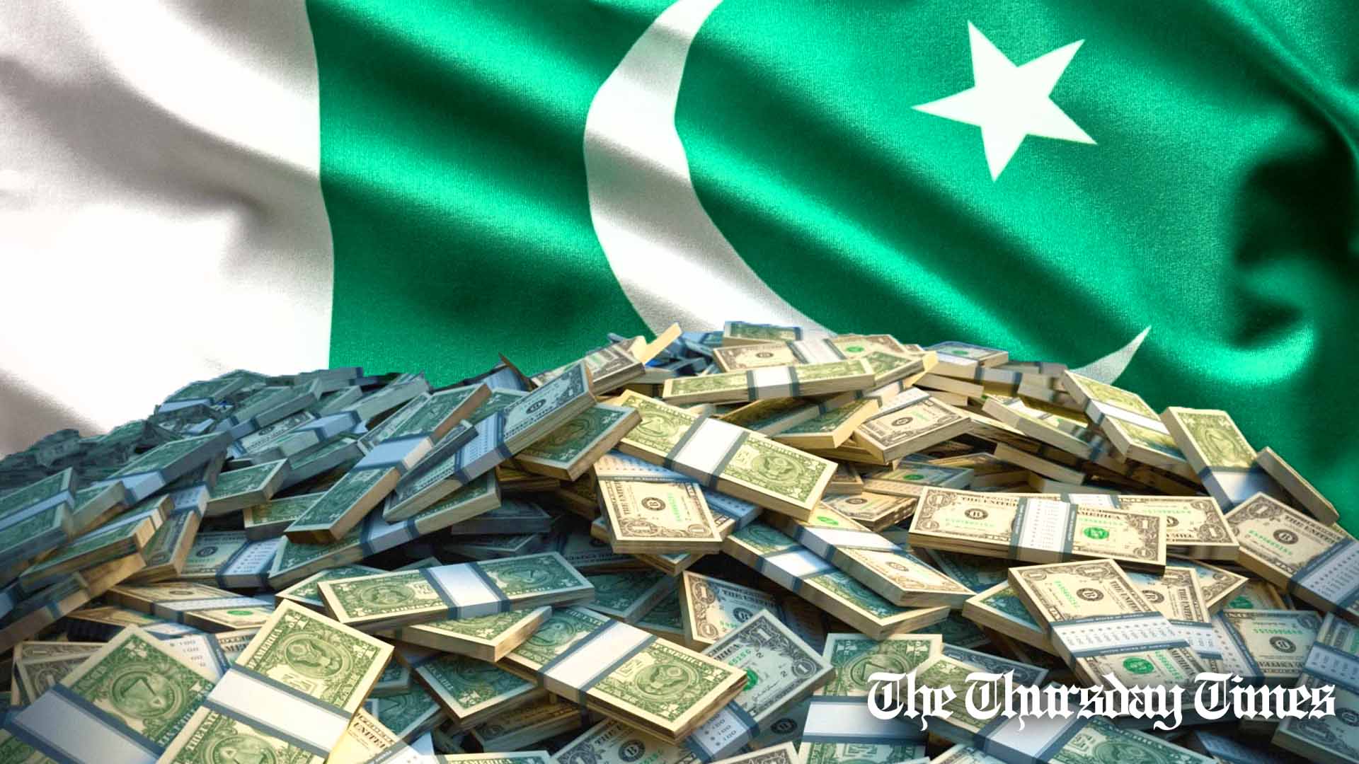An illustration is shown of U.S. Dollars against the Pakistani flag. — FILE/THE THURSDAY TIMES
