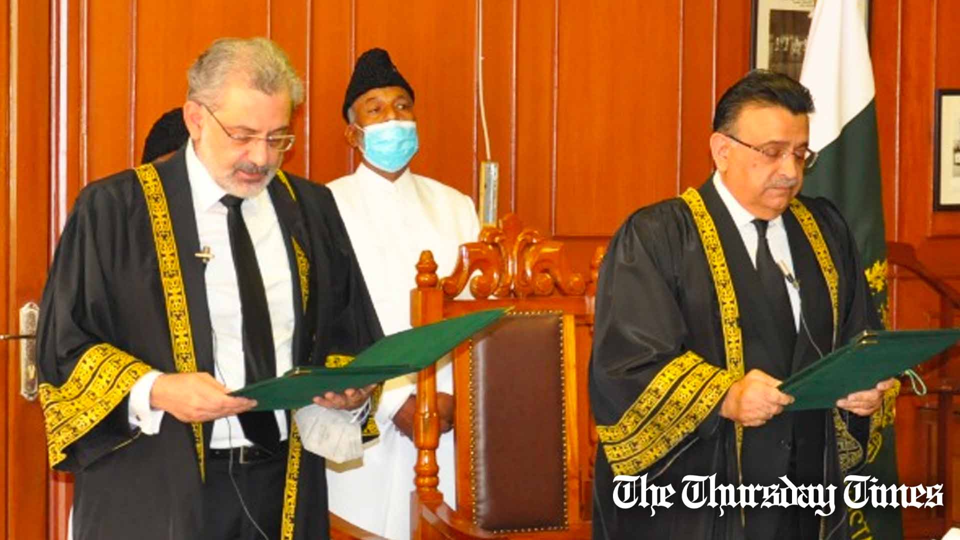 A file photo is shown of incoming Chief Justice Qazi Faez Isa (L) and outgoing CJ Umar Ata Bandial (R). — FILE/THE THURSDAY TIMES