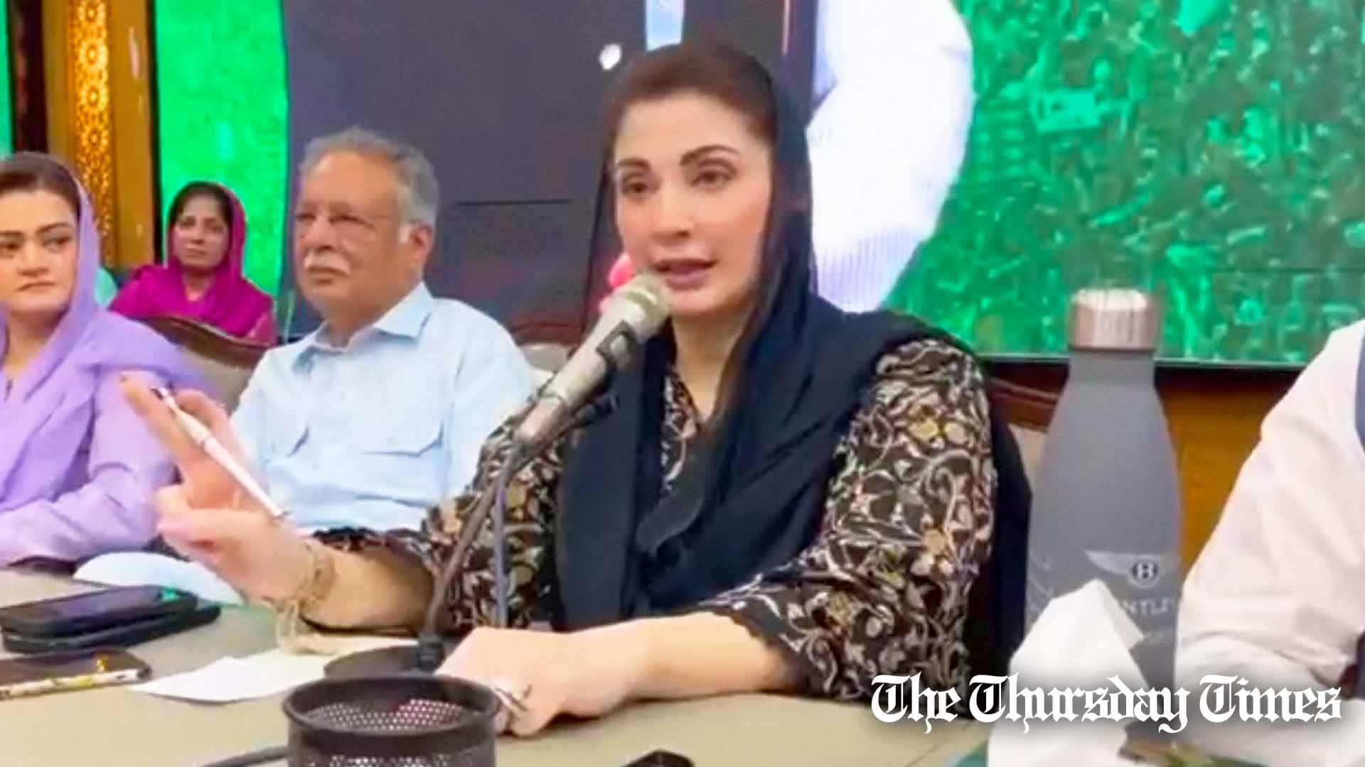 A file photo is shown of PML(N) senior vice president Maryam Nawaz addressing a party convention at Lahore. — FILE/THE THURSDAY TIMES