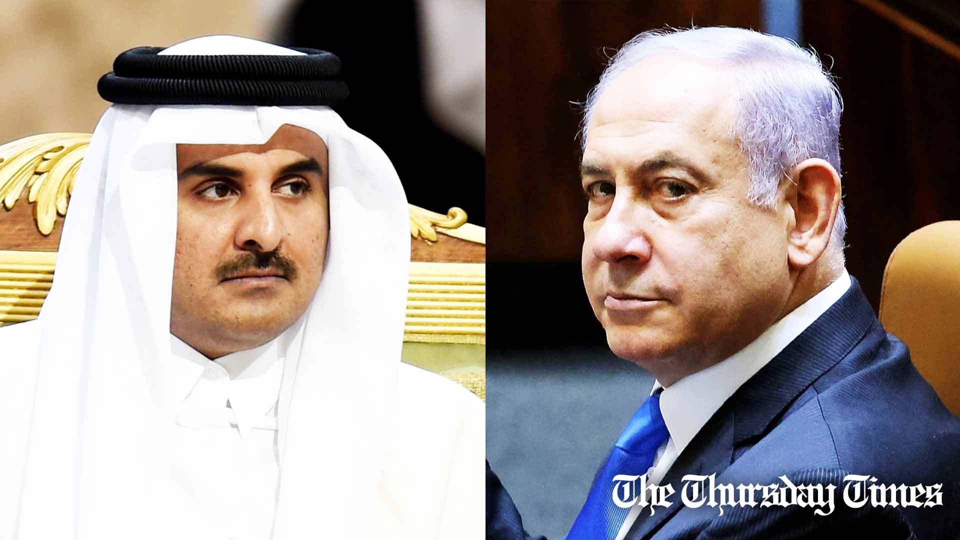 A combined file photo is shown of Qatari Emir Tamim bin Hamad Al Thani (L) and Israeli PM Benjamin Netanyahu (R). — FILE/THE THURSDAY TIMES