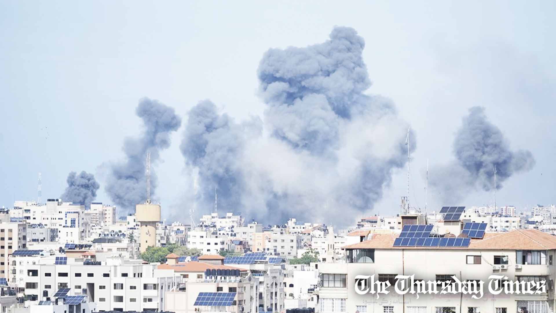 In this file photo, smoke rises from an explosion caused by an Israeli airstrike in the Gaza Strip. — FILE/AP