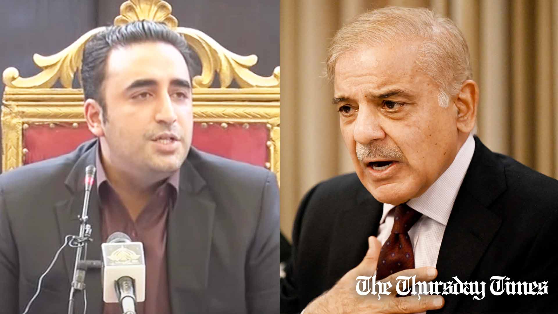 A combined file photo is shown of PPP chair Bilawal-Bhutto Zardari at Mithi Tharparkar (L) and PML(N) president Shehbaz Sharif at Istanbul (R). — FILE/THE THURSDAY TIMES/ANADOLU