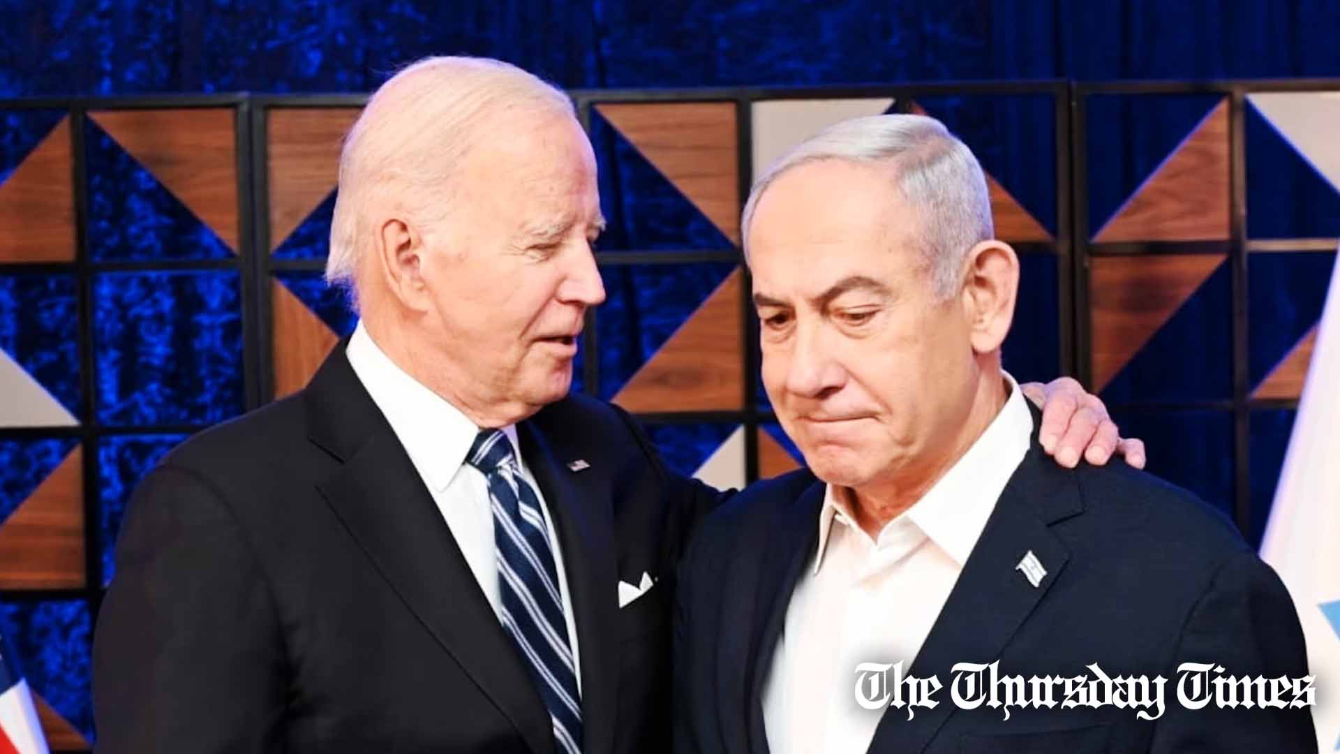 A file photo is shown of U.S. president Joe Biden (L) and Israeli prime minister Benjamin Netanyahu (R) at Tel Aviv on October 18, 2023. — HANDOUT/ISRAELI GOVERNMENT PRESS OFFICE