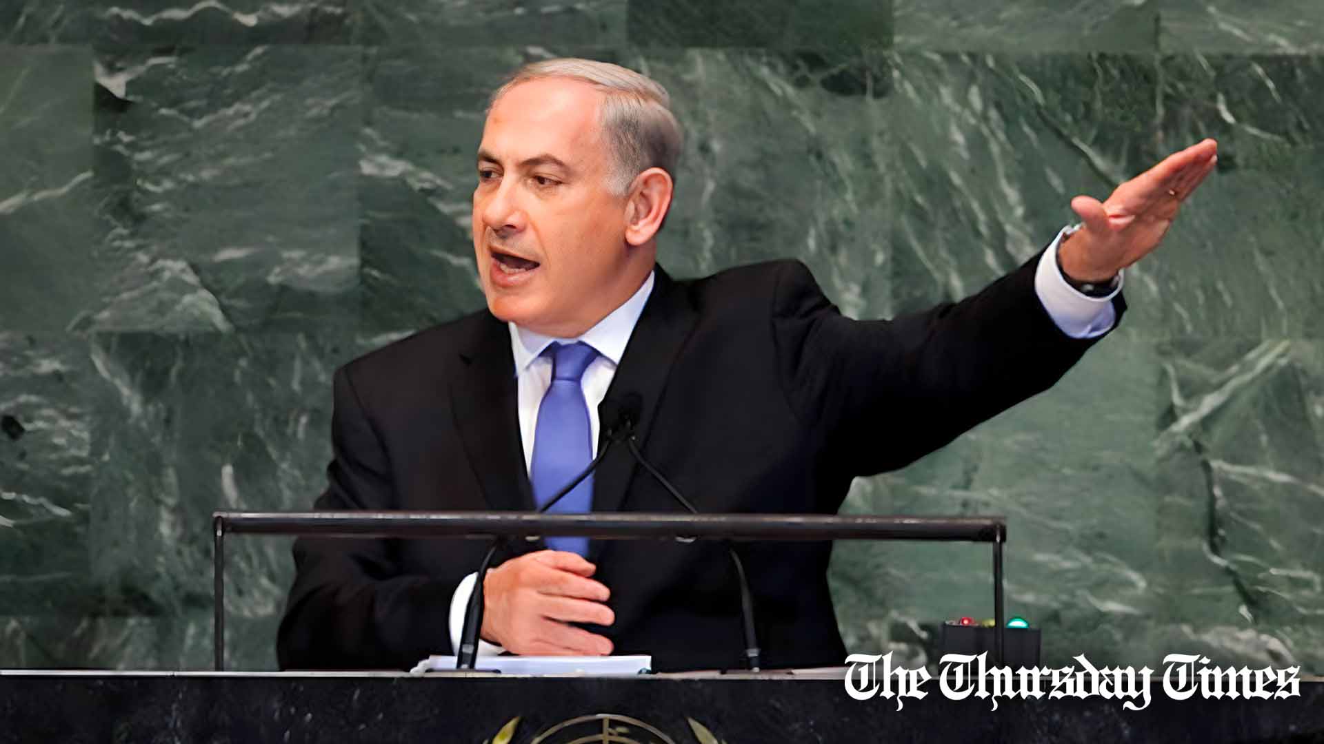 A file photo is shown of Israeli prime minister Benjamin Netanyahu addressing the United Nations in 2012. — FILE/THE THURSDAY TIMES