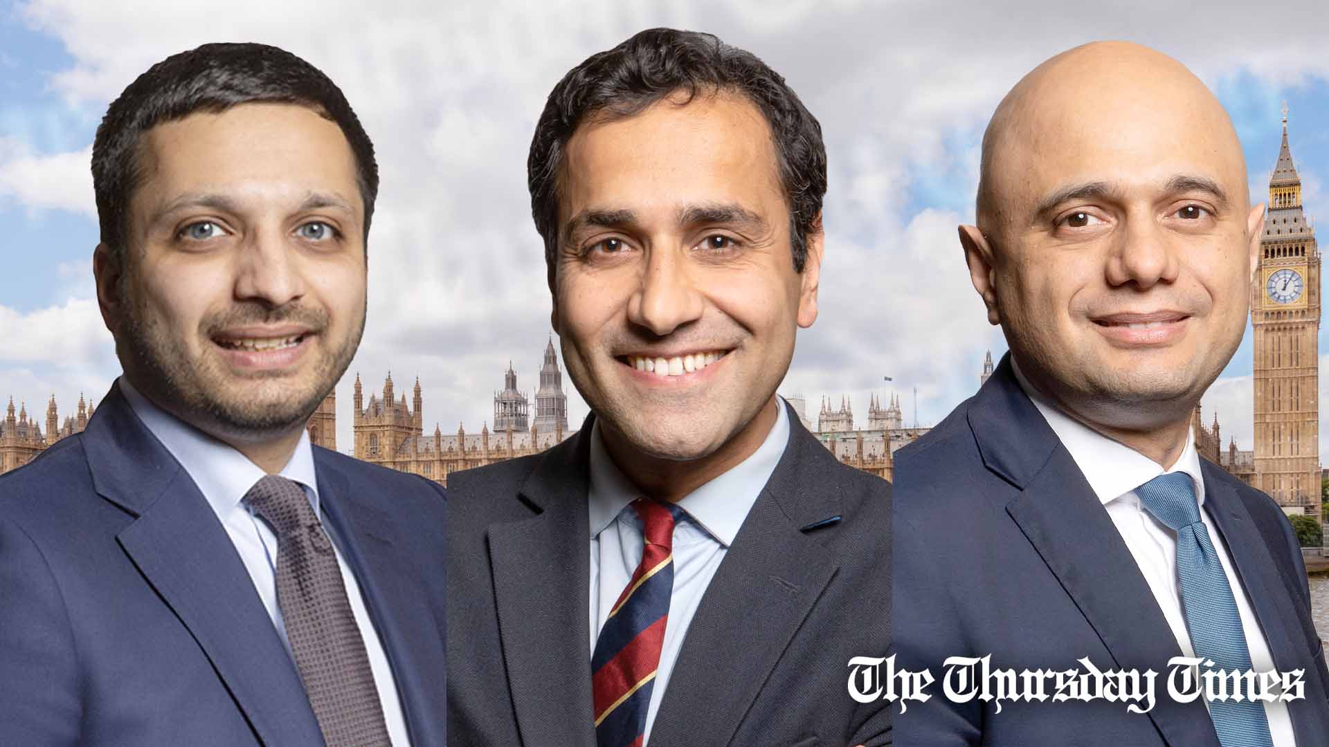 A combined file photo is shown of Conservative MPs, from L to R, Saqib Bhatti, Rehman Chishti, and Sajid Javid. — FILE/THE THURSDAY TIMES