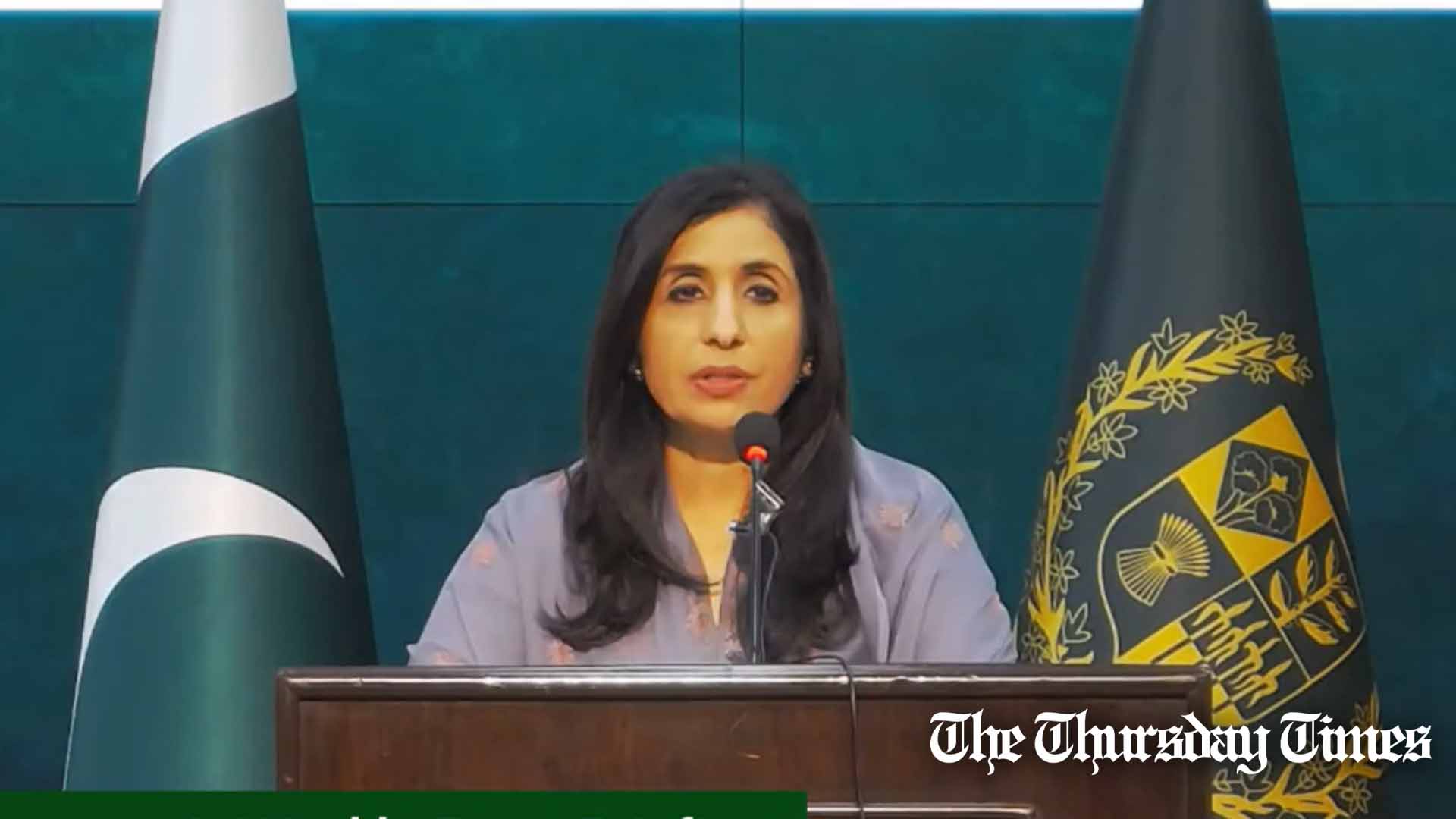 Pakistani FO spokesperson Mumtaz Zahra Baloch addresses a press conference at Islamabad on January 18, 2024. — FILE/THE THURSDAY TIMES