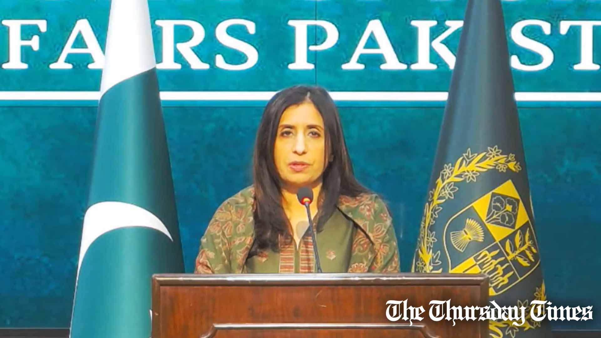 Pakistani FO spokesperson Mumtaz Zahra Baloch addresses a press conference at Islamabad on January 17, 2024. — FILE/THE THURSDAY TIMES