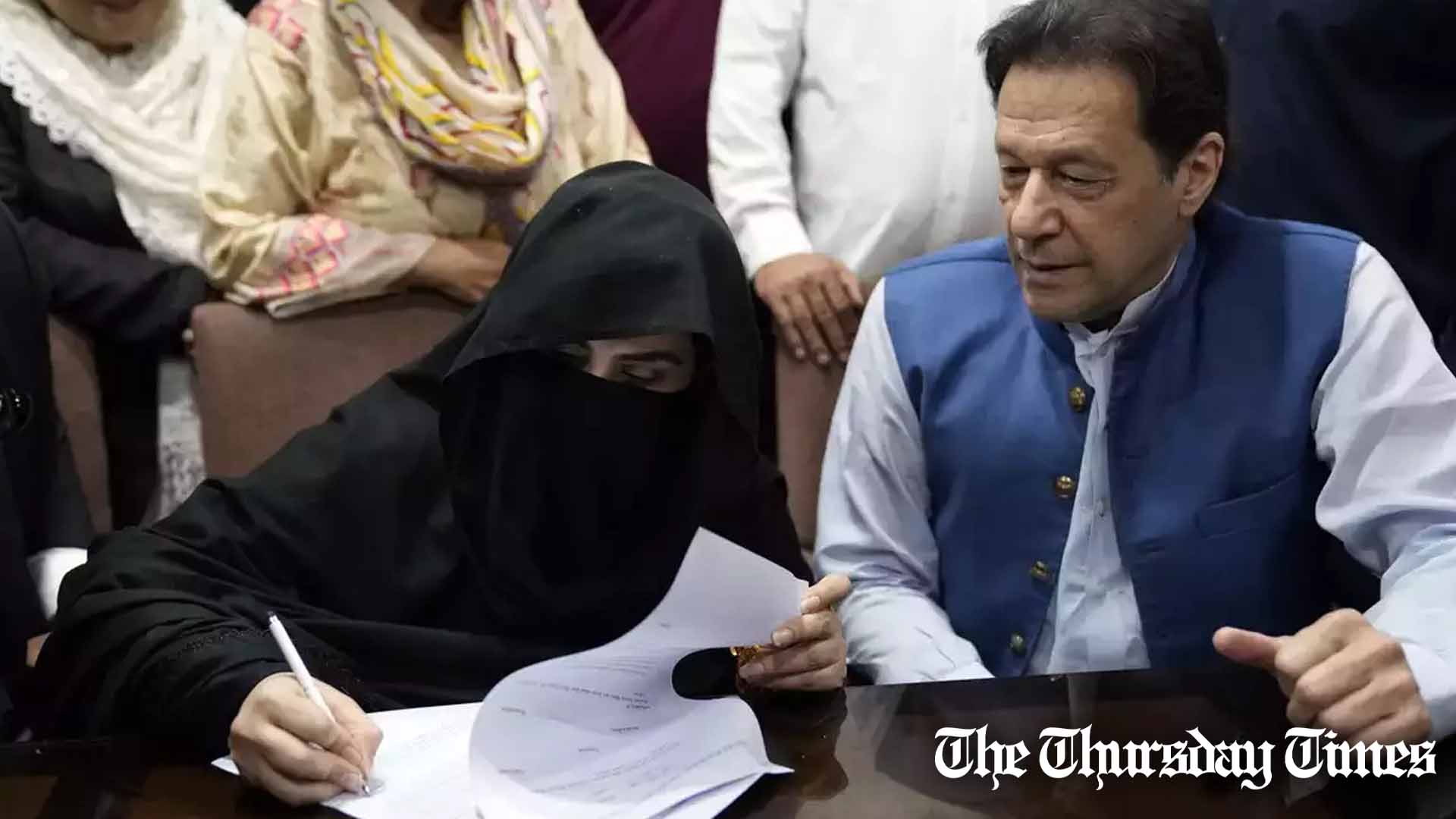 A file photo is shown of former prime minister Imran Khan (R) and former Pakistani first lady Bushra Bibi (L). — FILE/THE THURSDAY TIMES