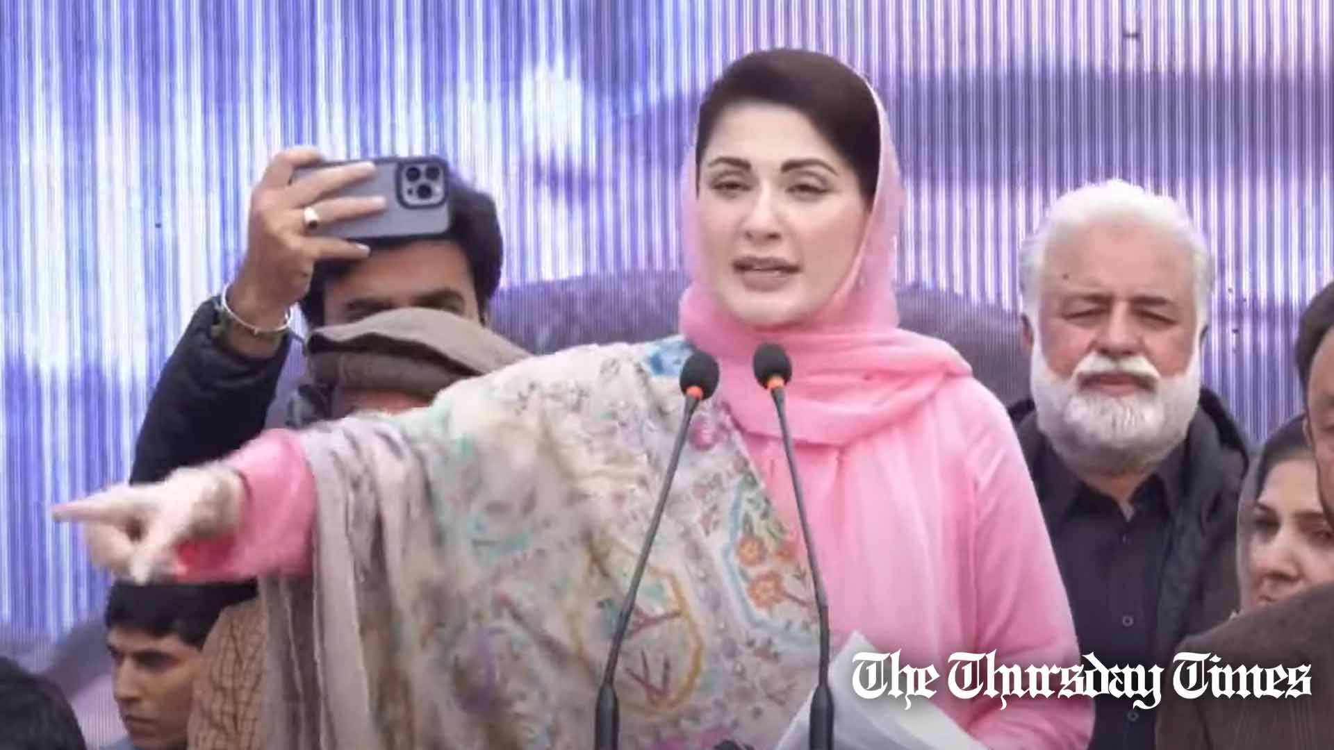 A file photo is shown of PML(N) senior vice president Maryam Nawaz addressing a jalsa at Abbottabad on January 27, 2024. — FILE/THE THURSDAY TIMES