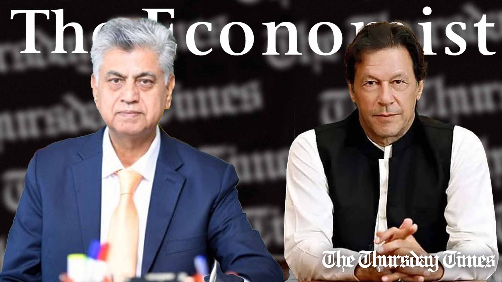 A file photo is shown of incarcerated former PTI supremo Imran Khan (R) and caretaker information minister Murtaza Solangi (L) . — FILE/THE THURSDAY TIMES