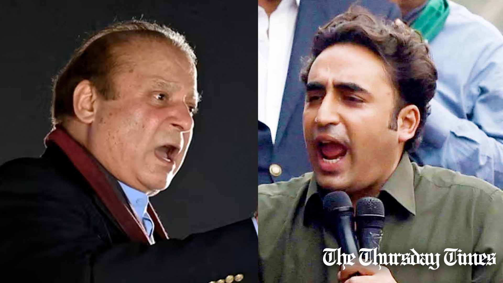 A combined file photo shows PML(N) supremo Nawaz Sharif (L) and PPP chair Bilawal Bhutto-Zardari (R). — FILE/THE THURSDAY TIMES
