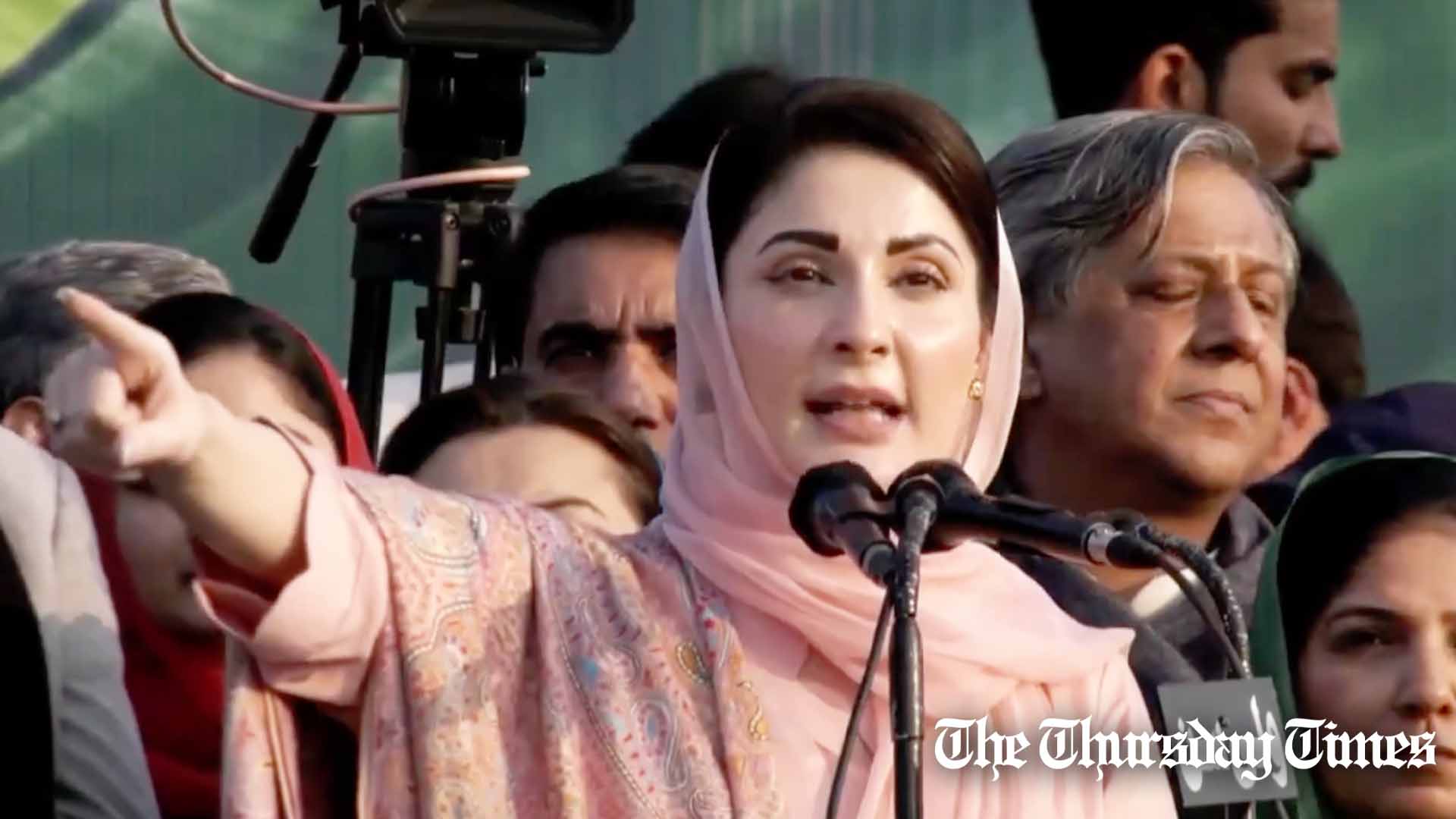 A file photo is shown of PML(N) senior vice president Maryam Nawaz addressing a jalsa at Hafizabad on January 18, 2024. — FILE/THE THURSDAY TIMES